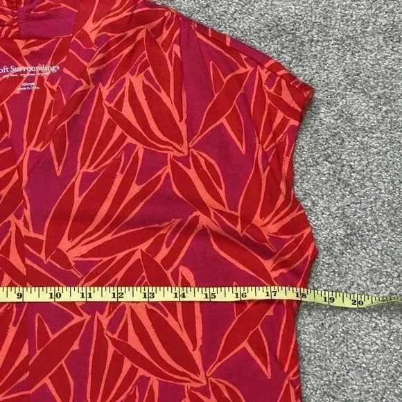 Soft Surroundings Sleeveless Top Sz XS Tunic V Neckline Pink Red Color - Picture 4 of 8